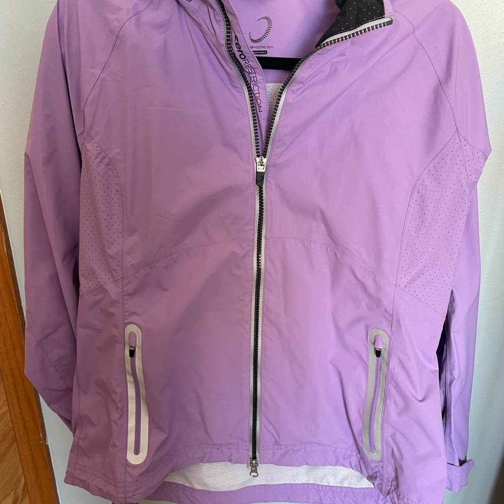 Purple Rain Jacket with Water-Resistant Finish and Fitted Design